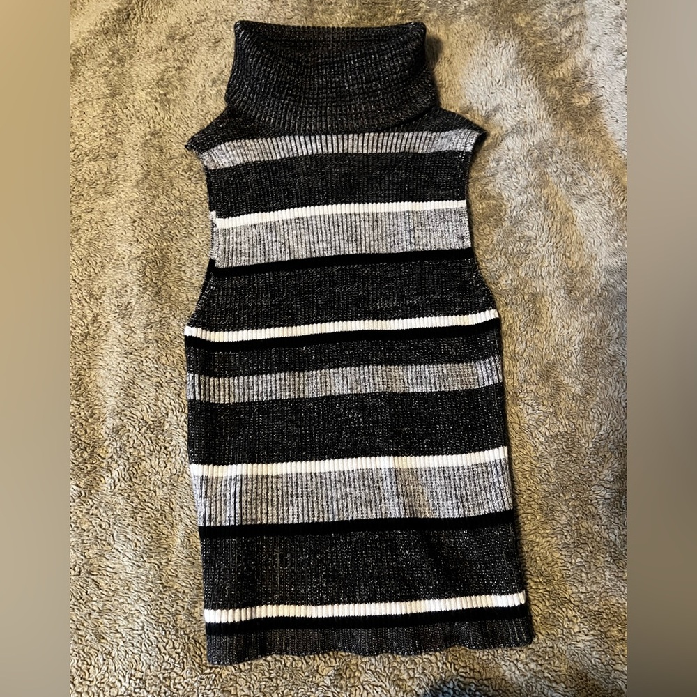 Kendall and Kylie Striped Sleeveless Turtleneck